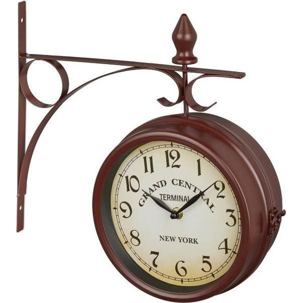 Orologio Da Stazione Bifacciale In Marrone-image