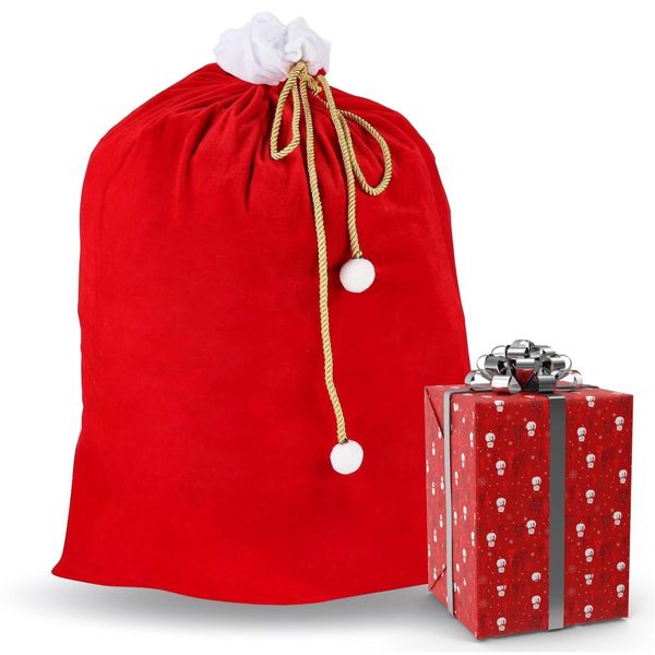 Sacco Di Babbo Natale 90X60 Cm - Sacco Di Natale E Sacco Regalo Da Riempire | Accessorio Natalizio Per Regali E Decorazioni-image