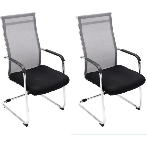 Set Di 2 Sedie Per Visitatori - Sedie Da Conferenza - Design Ergonomico, Metallo Cromato-image