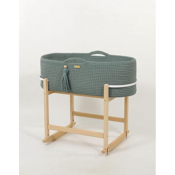 Culla Boho Fatta A Mano - Culla Per Bambini - Inclusa Base In Legno E Materasso Antibatterico-image