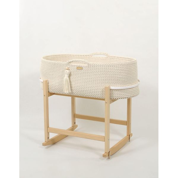 Culla Boho Fatta A Mano - Cesto Per Bambini - Con Altalena - Materasso Antibatterico Per Un Sonno Sicuro-image