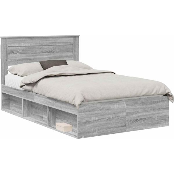 Vidaxl Struttura Letto Grigio Sonoma 120 X 200 Cm In Legno Di Pino Massiccio-image