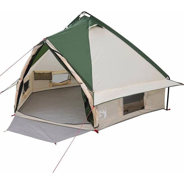 Vidaxl Tenda Teepee Con Tetto Verde E Grigio 490 X 410 X 210 Cm-image