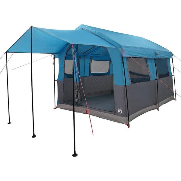Vidaxl Tenda Familiare Con Tetto Blu E Grigio 324 X 255 X 230 Cm-image