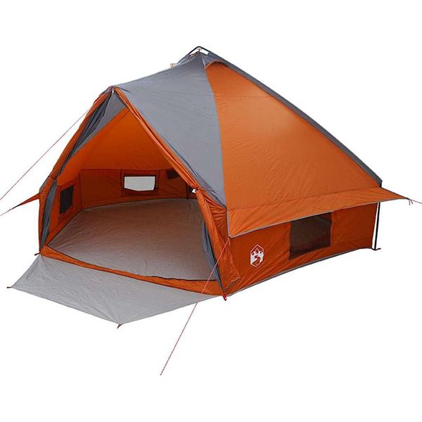 Vidaxl Tenda Teepee Con Tetto Grigio E Arancione 490 X 410 X 210 Cm-image