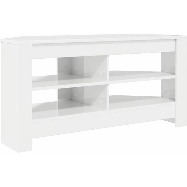 Vidaxl Mobile Tv Ad Angolo Bianco Lucido 102 X 40,5 X 45 Cm Materiale In Legno-image
