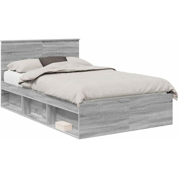 Vidaxl Struttura Letto Grigio Sonoma 120 X 200 Cm In Legno Di Pino Massiccio-image