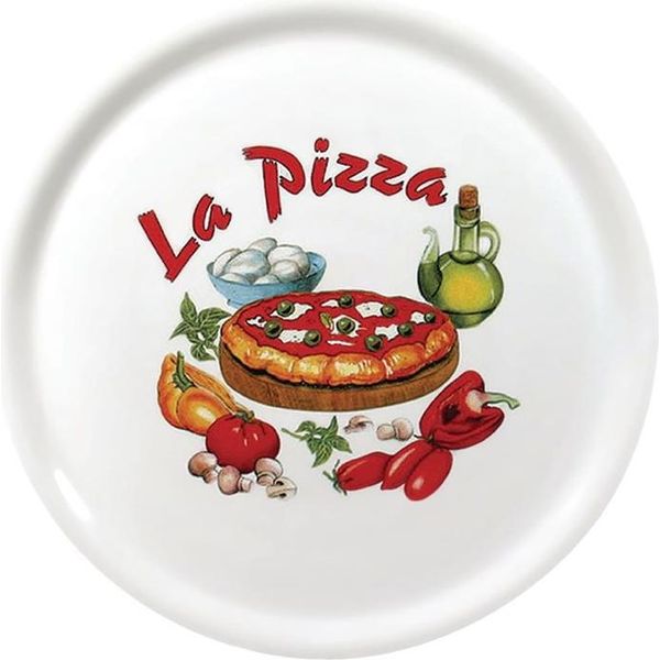 Piatto Pizza In Porcellana Saturnia 31 Cm Con Decorazione "La Pizza"" (6 Pezzi)"-image