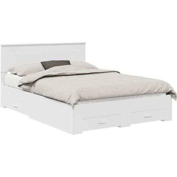Vidaxl Struttura Letto Con Testiera Bianca 160 X 200 Cm In Materiale A Base Di Legno-image