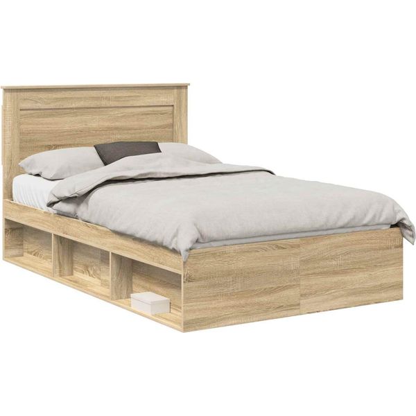 Vidaxl Struttura Letto Sonoma 120 X 200 Cm In Legno Di Pino Massiccio-image