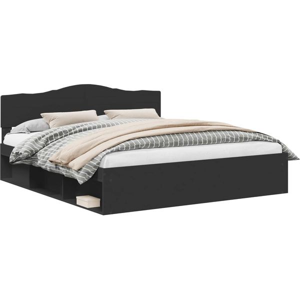 Vidaxl Struttura Letto Nera 180 X 200 Cm In Legno Di Pino Massiccio-image