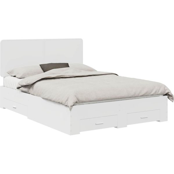 Vidaxl Struttura Letto Con Testiera Bianca 160 X 200 Cm In Materiale A Base Di Legno-image