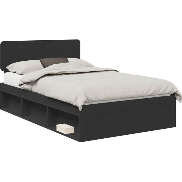 Vidaxl Struttura Letto Nera 120 X 190 Cm In Legno Di Pino Massiccio-image