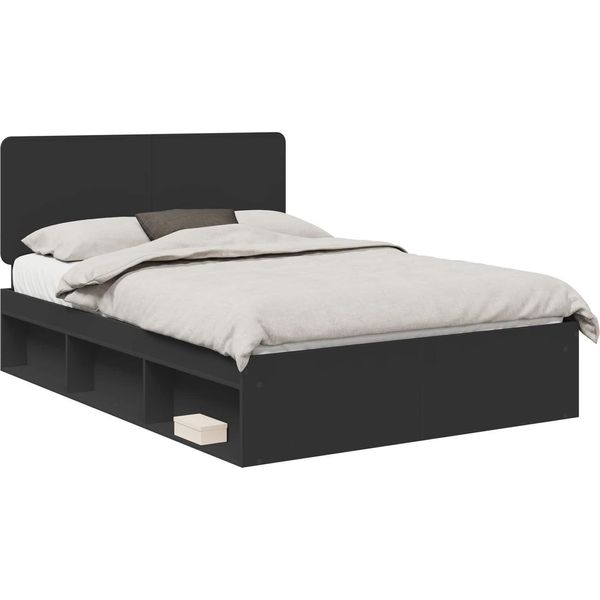 Vidaxl Struttura Letto Nera 140 X 200 Cm In Legno Di Pino Massiccio-image