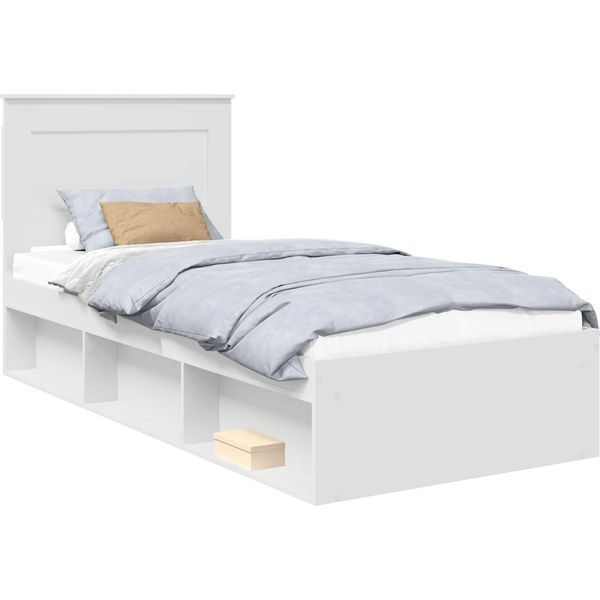 Vidaxl Struttura Letto Con Testiera Bianca 100 X 200 Cm In Legno Di Pino Massiccio-image
