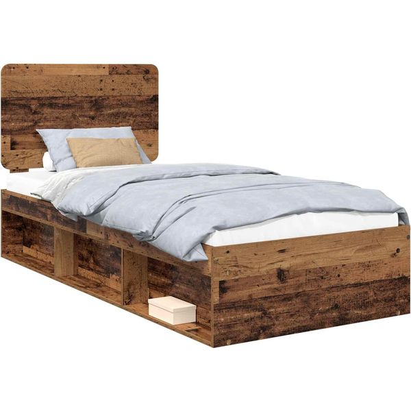 Vidaxl Struttura Letto In Legno Recuperato 75 X 190 Cm In Legno Di Pino Massiccio-image