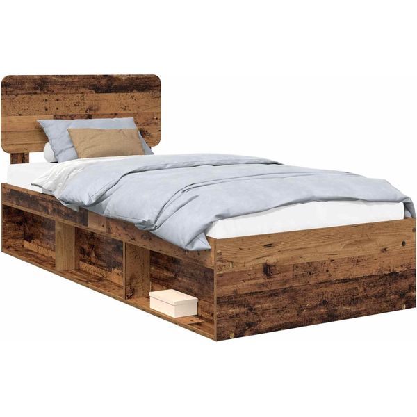 Vidaxl Struttura Letto In Legno Recuperato 75 X 190 Cm In Legno Di Pino Massiccio-image