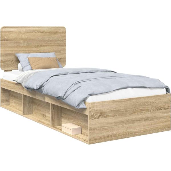 Vidaxl Struttura Letto Rovere Sonoma 75 X 190 Cm Legno Di Pino Massiccio-image
