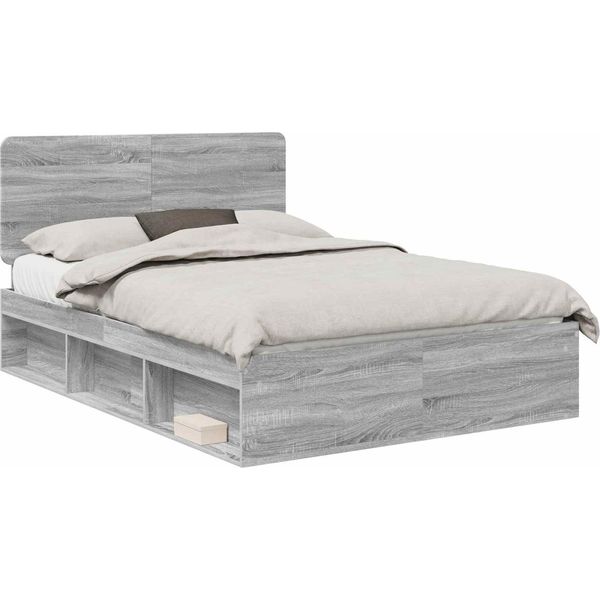 Vidaxl Struttura Letto Grigio Sonoma 140 X 200 Cm In Legno Di Pino Massiccio-image