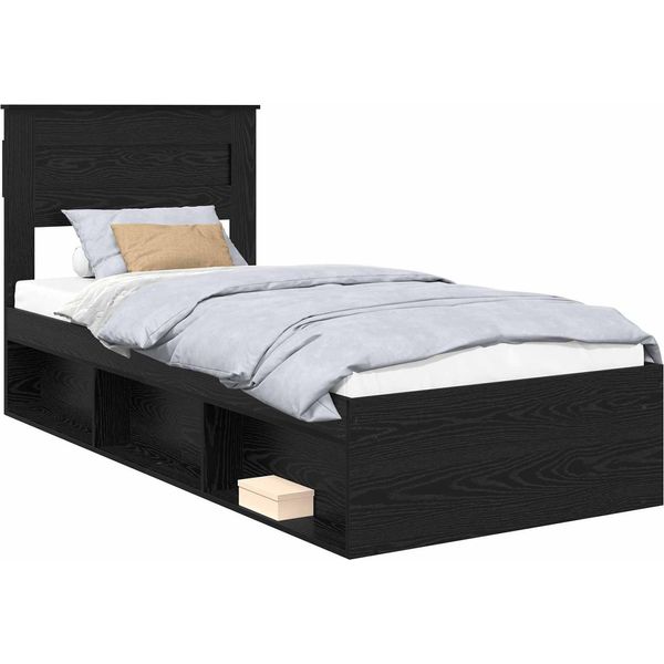 Vidaxl Struttura Letto Nera 90 X 200 Cm In Legno Di Pino Massiccio-image