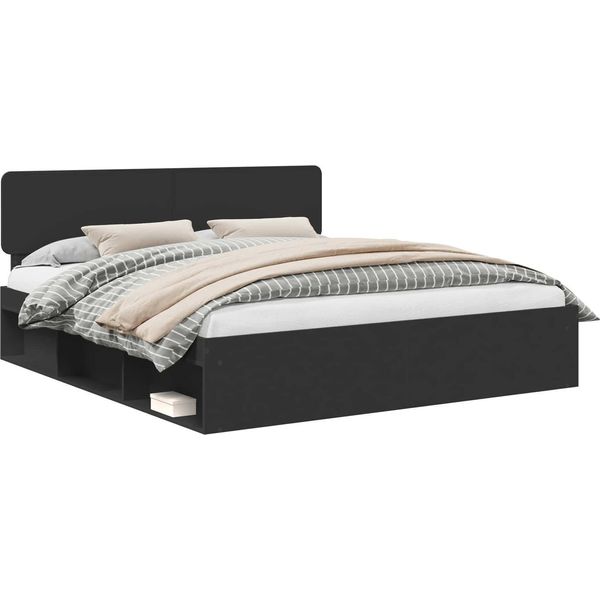 Vidaxl Struttura Letto Nera 180 X 200 Cm In Legno Di Pino Massiccio-image