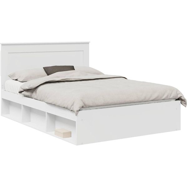 Vidaxl Struttura Letto Con Testiera Bianca 140 X 190 Cm In Legno Di Pino Massiccio-image