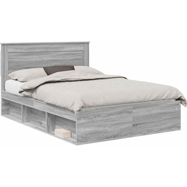 Vidaxl Struttura Letto Grigio Sonoma 140 X 200 Cm In Legno Di Pino Massiccio-image