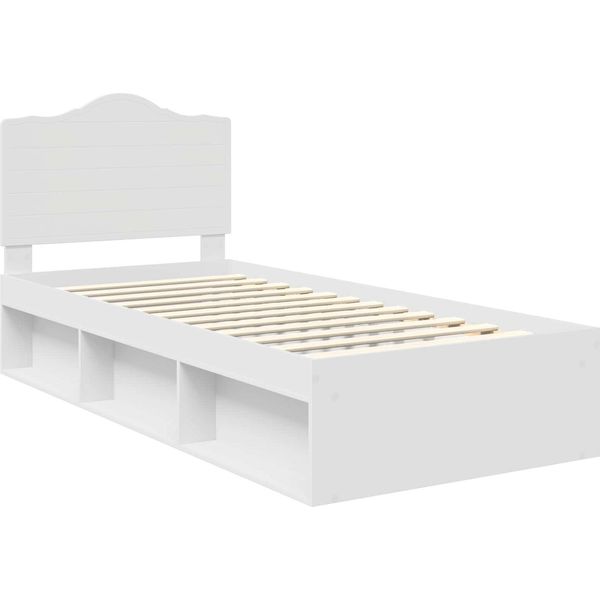 Vidaxl Struttura Letto Con Testiera Bianca 75 X 190 Cm In Legno Di Pino Massiccio-image