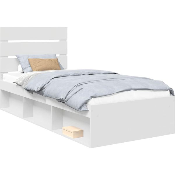 Vidaxl Struttura Letto Con Testiera Bianca 90 X 200 Cm In Legno Di Pino Massiccio-image