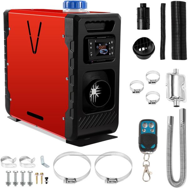 Bettizia Riscaldatore Di Parcheggio Diesel 8KW Riscaldatore Diesel 12V/24V Dc Riscaldatore Aria Diesel Parcheggio 5L Con Bluetooth App E Telecomando E Display Lcd Per Auto Campeggio Camper Rosso-image
