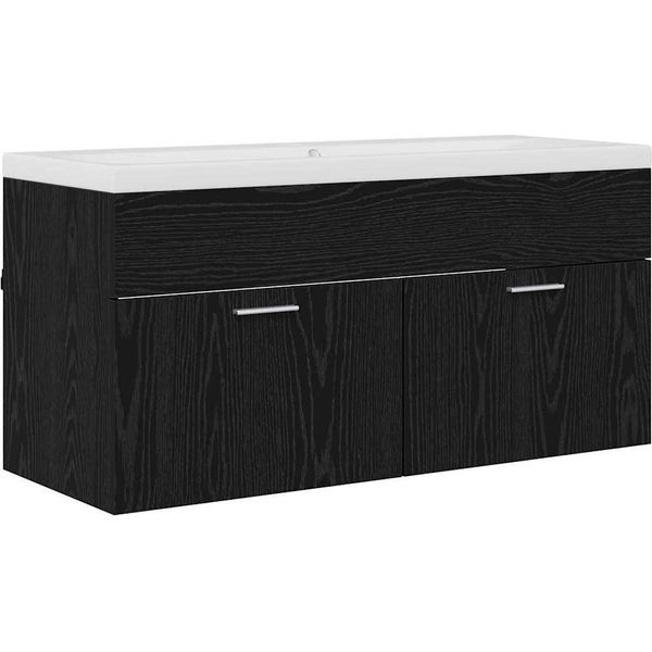 Syfax™ Mobile Da Bagno Con Porta Rovere Nero 100 X 38,5 X 46 Cm-image