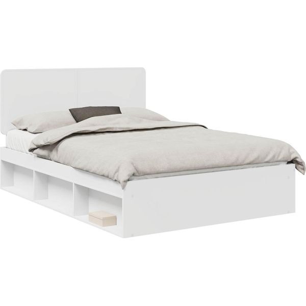 Vidaxl Struttura Letto Con Testiera Bianca 140 X 190 Cm In Legno Di Pino Massiccio-image