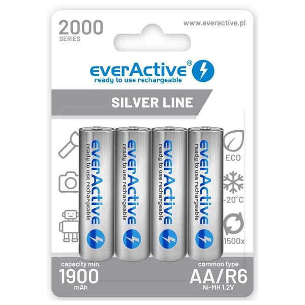 Rechargeable Batteries Everactive Ni-Mh R6 Aa 2000 Mah Silver Line-image