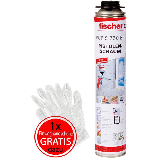 Fischer Pistolenschaum 1K Pup S 750 B2 750 Ml + 1 Einweghandschuh-image