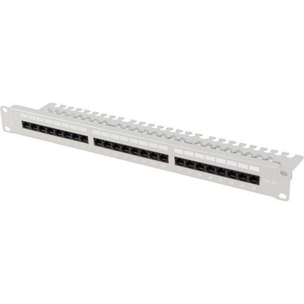 Lanberg PPUA-1124-S Lanberg 19" Patchpanel 1U 24-Port CAT.6A Utp + Kabelorg. Gr"-image