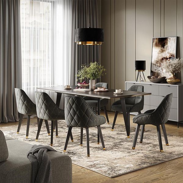 Vicco Tavolo Da Pranzo Goldamo, 200 X 90 Cm Estensibile, Nero/Oro-image