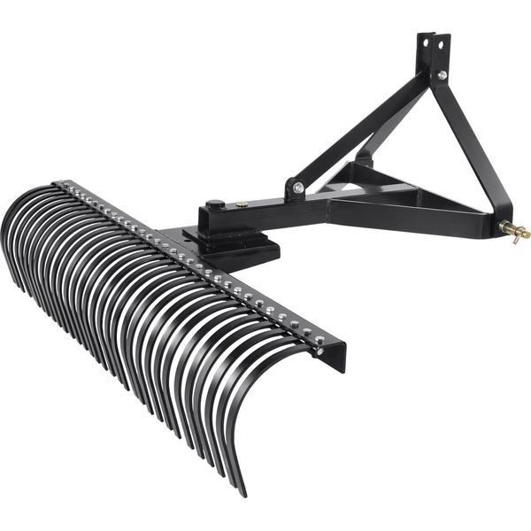Succebuy Arieggiatore A Trascinamento Da 60", 32 Denti In Acciaio, Rastrello A 3 Punti Per Trattore, Attrezzi Da Giardino E Agricoli, Rastrello Da Paesaggio Resistente"-image