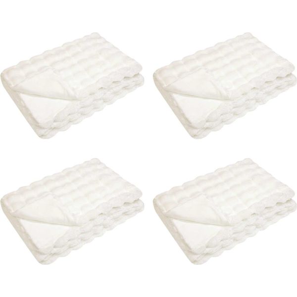 Vidaxl Coperta In Pelliccia Sintetica Di Coniglio 4 Pezzi Bianco 240 X 270 Cm Poliestere-image