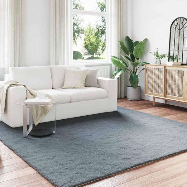 Vidaxl Tappeto Coniglio In Pelliccia Sintetica Olite Antracite 200 X 200 Cm Poliestere-image
