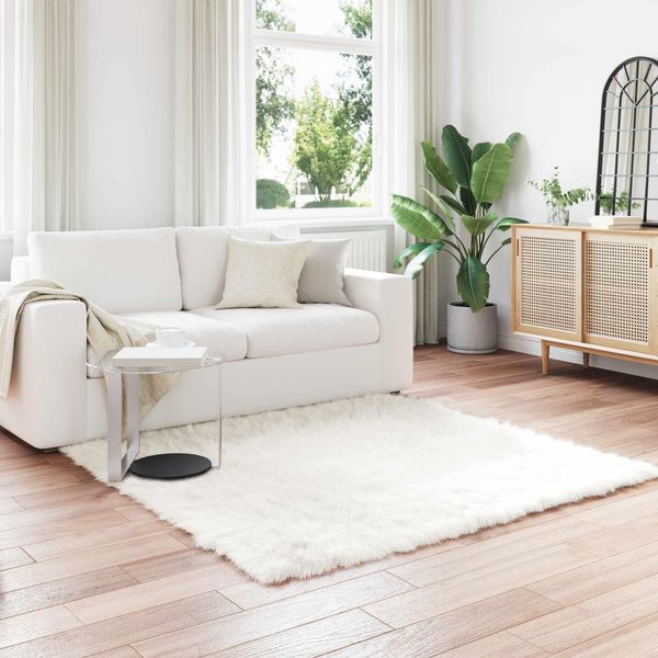 Vidaxl Tappeto Artificiale In Pelle Di Pecora Tafalla White 120 X 120 Cm Poliestere-image