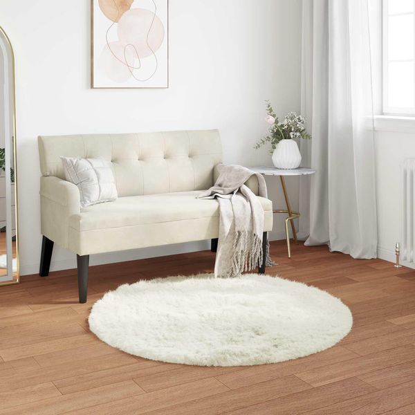 Vidaxl Tappeto In Pelle Di Pecora Artificiale Tafalla White Ø 120 Cm Poliestere-image