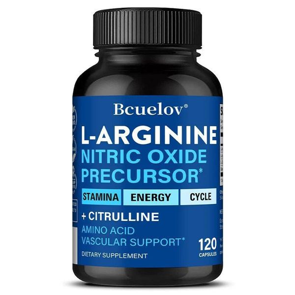 L-Arginina + L-Citrullina Ossido Nitrico (120 Capsule) Integratore Alimentare, Sangue, Circolazione, Cuore, Resistenza, Forza, Potenza, Energia, Pressione Sanguigna-image