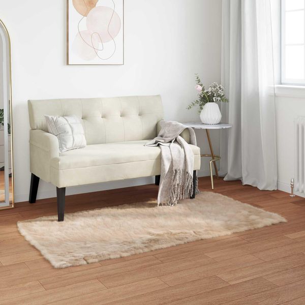 Vidaxl Tappeto In Pelle Di Pecora Artificiale Tafalla Beige 60 X 110 Cm Poliestere-image