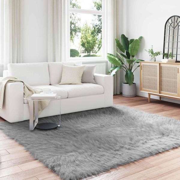 Vidaxl Tappeto In Pelle Di Pecora Artificiale Tafalla Grey 200 X 200 Cm Poliestere-image