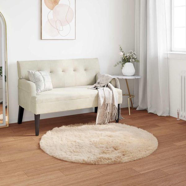 Vidaxl Tappeto In Pelle Di Pecora Artificiale Tafalla Beige Ø 80 Cm Poliestere-image