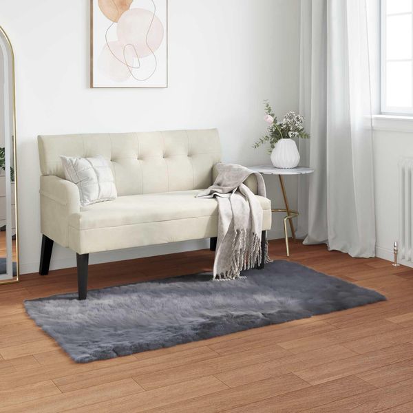 Vidaxl Tappeto In Pelle Di Pecora Artificiale Tafalla Antracite 60 X 110 Cm Poliestere-image