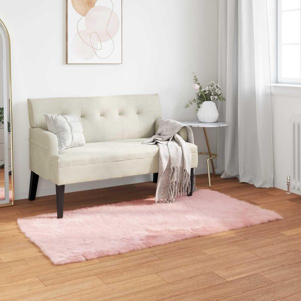 Vidaxl Tappeto In Pelle Di Pecora Artificiale Tafalla Pink 60 X 110 Cm Poliestere-image