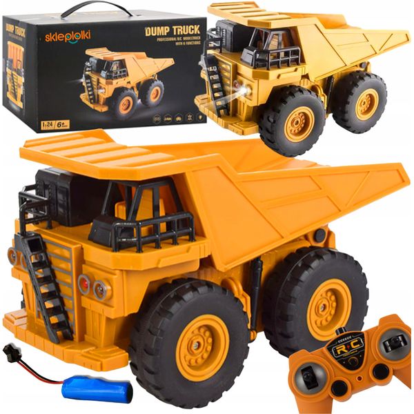 Lolex | Rc Dumper Truck - Veicolo Da Costruzione Giocattolo - Funzione Di Ribaltamento - Luci E Suoni - Con Caricabatterie-image