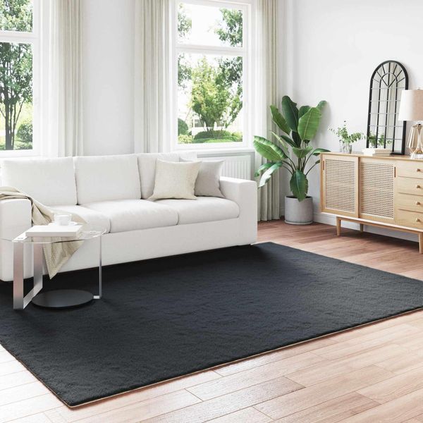 Vidaxl Tappeto Coniglio In Pelliccia Sintetica Olite Nero 240 X 340 Cm Poliestere-image