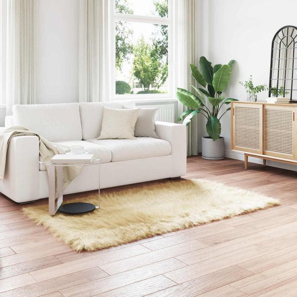 Vidaxl Tappeto In Pelle Di Pecora Artificiale Tafalla Cream 160 X 230 Cm Poliestere-image